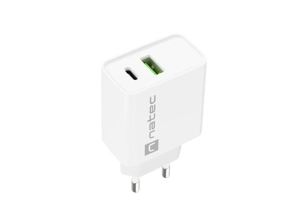 NATEC NETVÆRKSOPLADDER RIBERA USB-A+USB-C 20W PD
