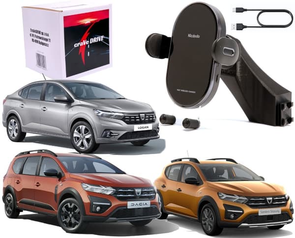 Automatisk telefonhållare med trådlös laddningsfunktion för DACIA Sandero 3, Jogger, Logan 3