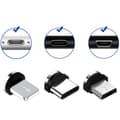 Miniatyrbild 4 av 8: Magnetisk 3-i-1 Laddkabel USB/Micro/Typ-C/Lightning 1m Svart