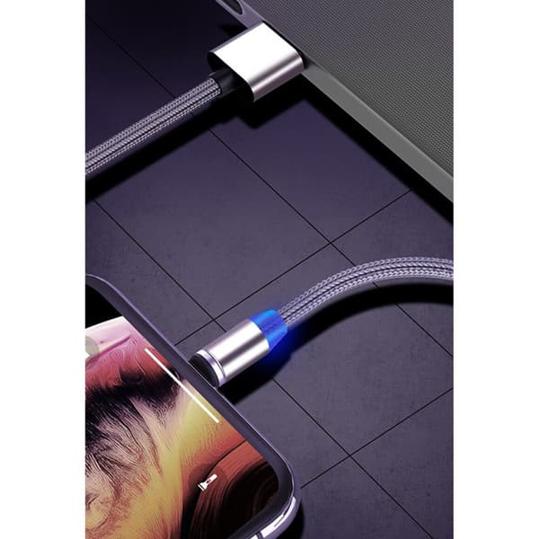 Magnetisk 3-i-1 Laddkabel USB/Micro/Typ-C/Lightning 1m Svart