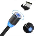 Miniatyrbild 2 av 8: Magnetisk 3-i-1 Laddkabel USB/Micro/Typ-C/Lightning 1m Svart