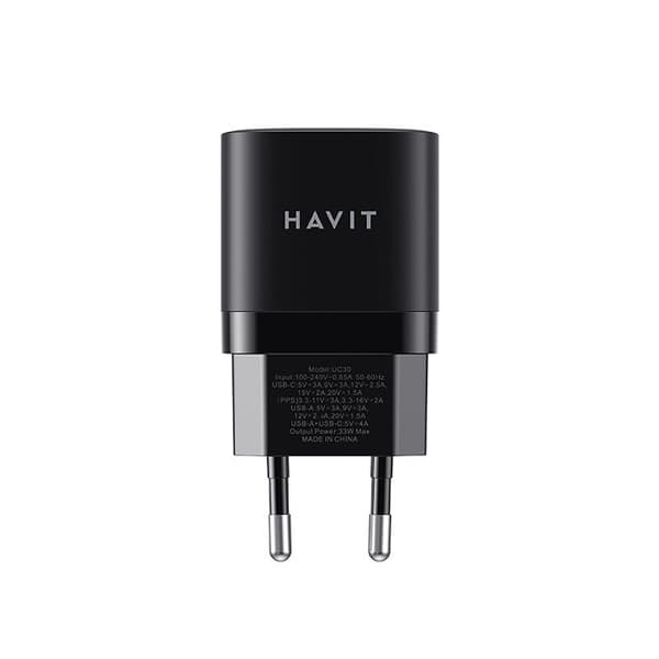 Havit USB-A+USB-C oplader UC30 EU (sort)