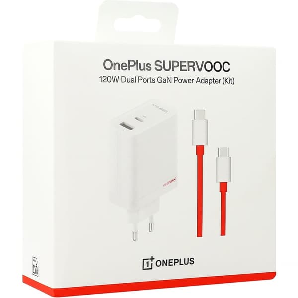 OnePlus SUPERVOOC Opladerporte USB-A og USB-C + USB-C kabel 120 W Hvid