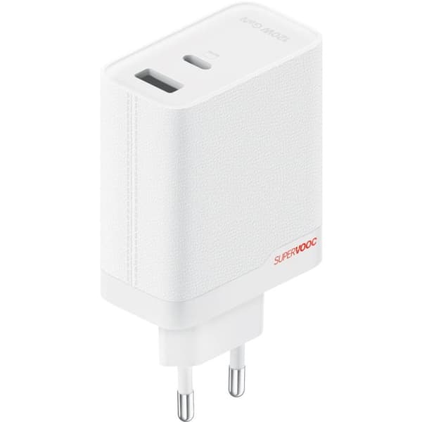 OnePlus SUPERVOOC Opladerporte USB-A og USB-C + USB-C kabel 120 W Hvid