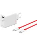 Miniatyrbillede 1 af 6: OnePlus SUPERVOOC Opladerporte USB-A og USB-C + USB-C kabel 120 W Hvid