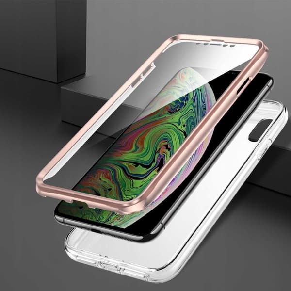 SC Marble 360 iPhone Xs Max biały/różowy