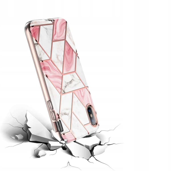 SC Marble 360 iPhone Xs Max biały/różowy