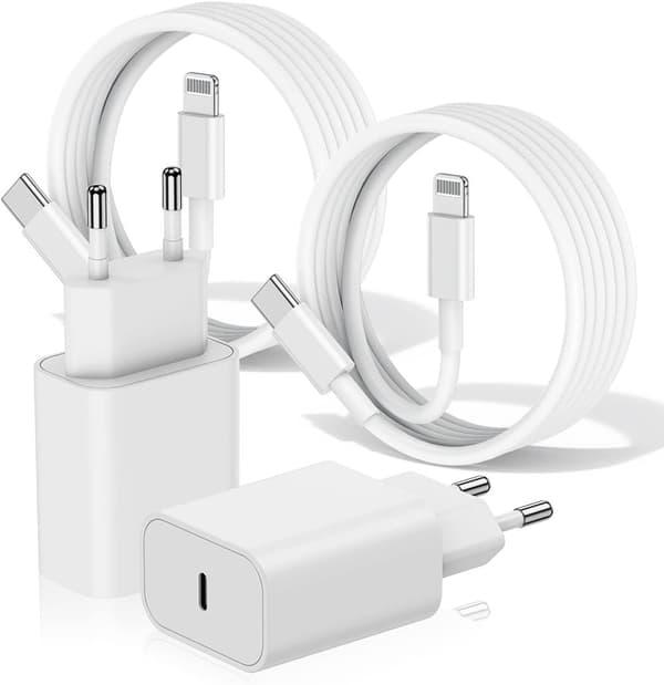 2-Pack - Laddare för iPhone Adapter+Kabel 20W USB-C Snabbladdare