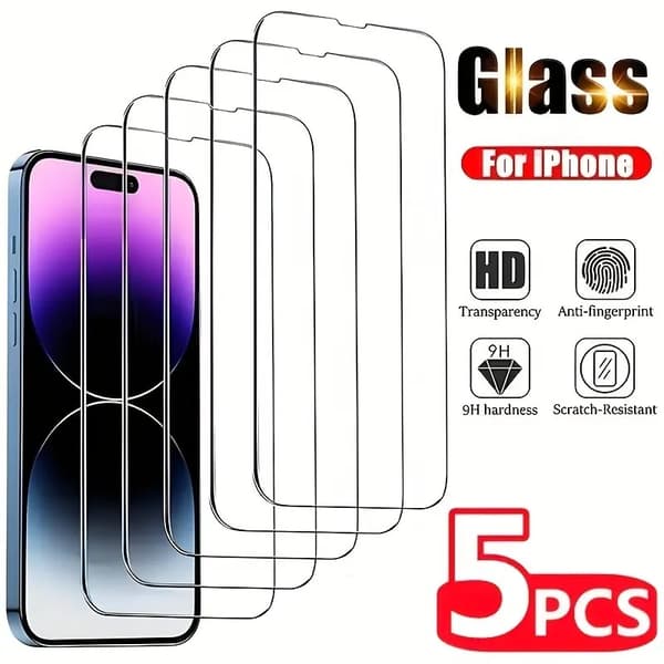 5-Pack - iPhone 12 / 12 Pro - Härdat Glas Skärmskydd Transparent