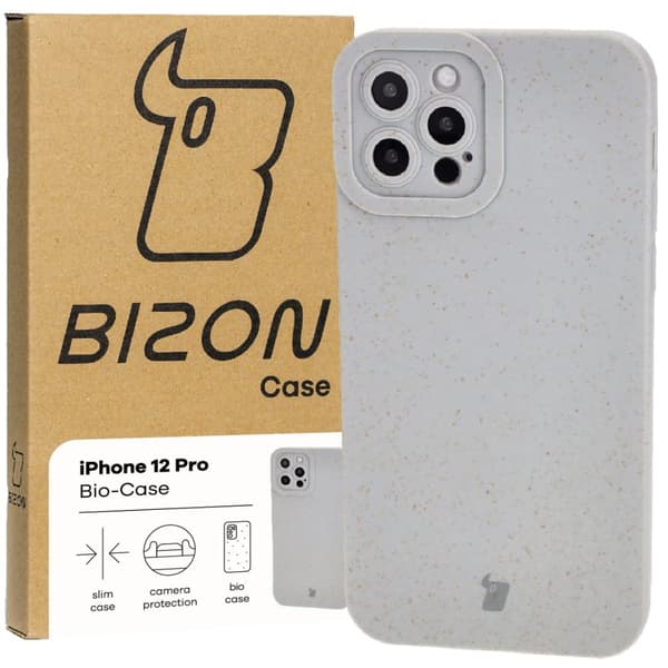 Bizon Bio-Case iPhone 12 Prolle, ympäristöystävällinen, harmaa