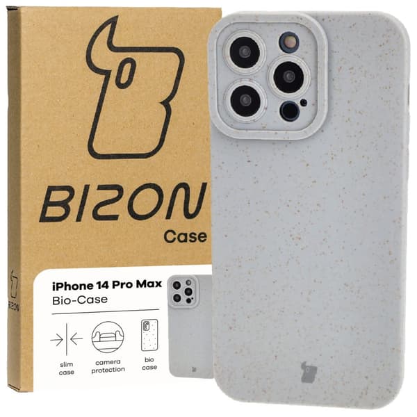 Bizon Bio-Case iPhone 14 Pro Maxille, ympäristöystävällinen, harmaa