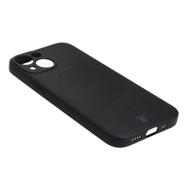 Bizon-skal med silikon, magnetiskt kvadratiskt mönster för iPhone 13 Mini, svart