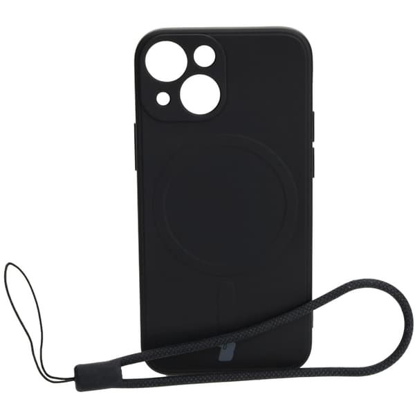 Bizon-skal med silikon, magnetiskt kvadratiskt mönster för iPhone 13 Mini, svart