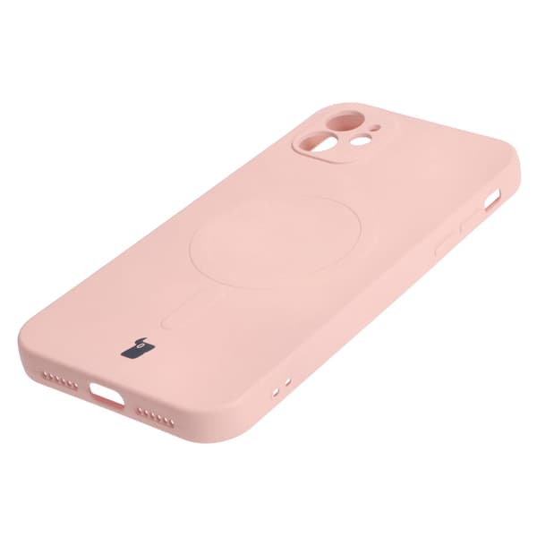 Bizon-skal med silikon, magnetiskt för iPhone 11, ljusrosa