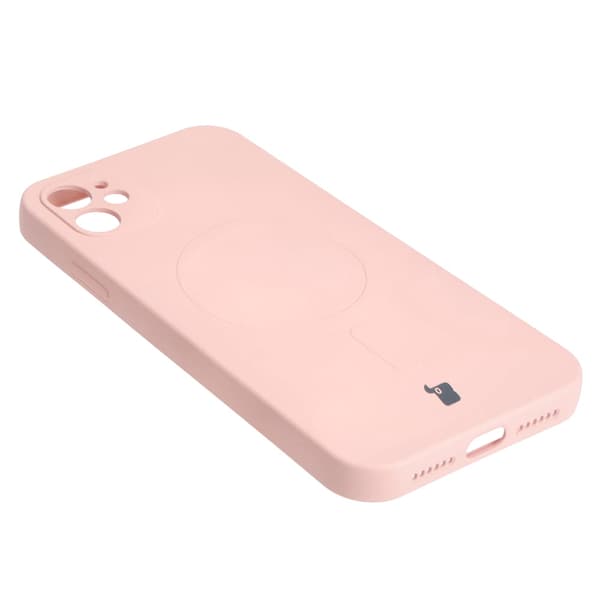 Bizon-skal med silikon, magnetiskt för iPhone 11, ljusrosa