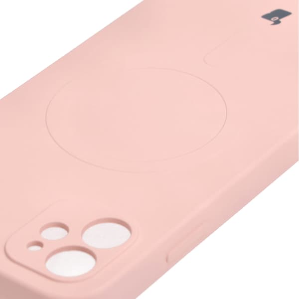 Bizon-skal med silikon, magnetiskt för iPhone 11, ljusrosa