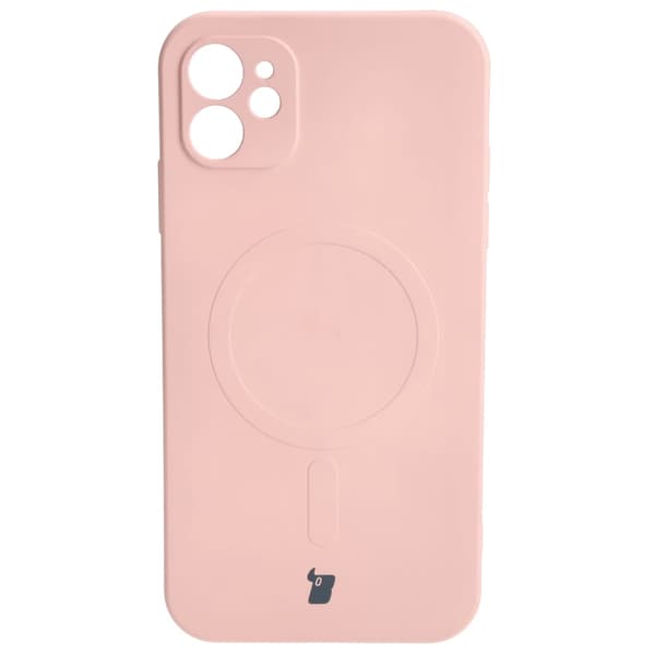Bizon-skal med silikon, magnetiskt för iPhone 11, ljusrosa