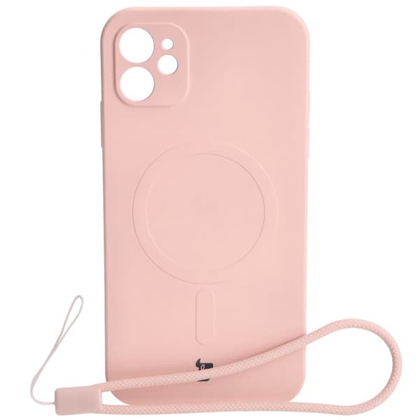 Bizon-skal med silikon, magnetiskt för iPhone 11, ljusrosa