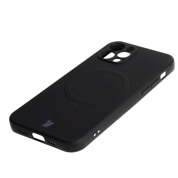 Bizon Magneettinen Silicone Case iPhone 12 Prolle, Musta
