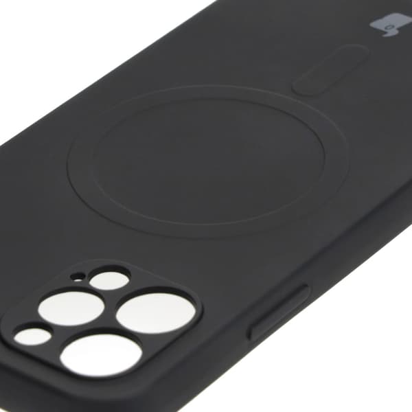 Bizon Magneettinen Silicone Case iPhone 12 Prolle, Musta