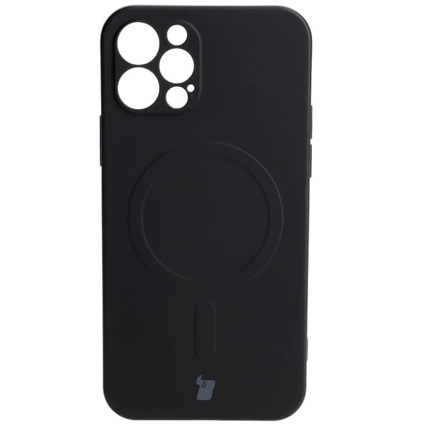 Bizon Magneettinen Silicone Case iPhone 12 Prolle, Musta