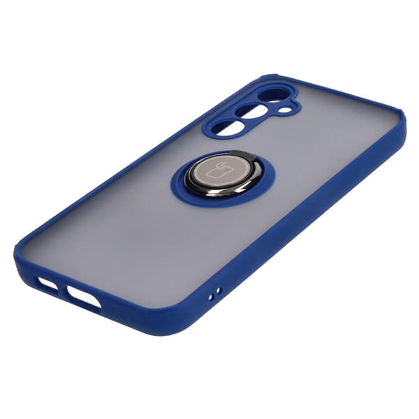 Bizon Case hybridi sormus sormuskotelo Galaxy S23 FE:lle, savunpunainen ja tummansininen kehys
