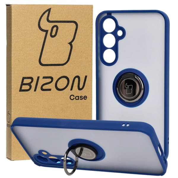 Bizon Case hybridi sormus sormuskotelo Galaxy S23 FE:lle, savunpunainen ja tummansininen kehys