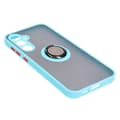 Miniatyrbillede 4 af 5: Bizon Case Hybrid Ring Fingerring Cover til Galaxy S23 FE, Røgfarvet med Lyseblå Ramme