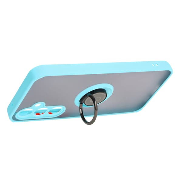 Bizon Case Hybrid Ring Fingerring Cover til Galaxy S23 FE, Røgfarvet med Lyseblå Ramme
