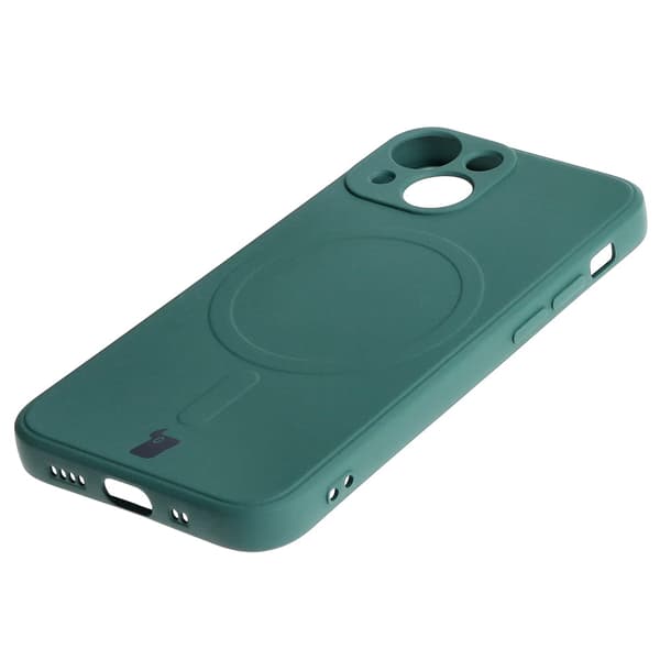 Bizon Silikone Magnetisk Sq til iPhone 13 Mini, mørkegrøn