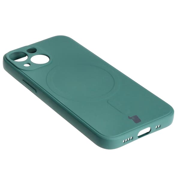 Bizon Silikone Magnetisk Sq til iPhone 13 Mini, mørkegrøn