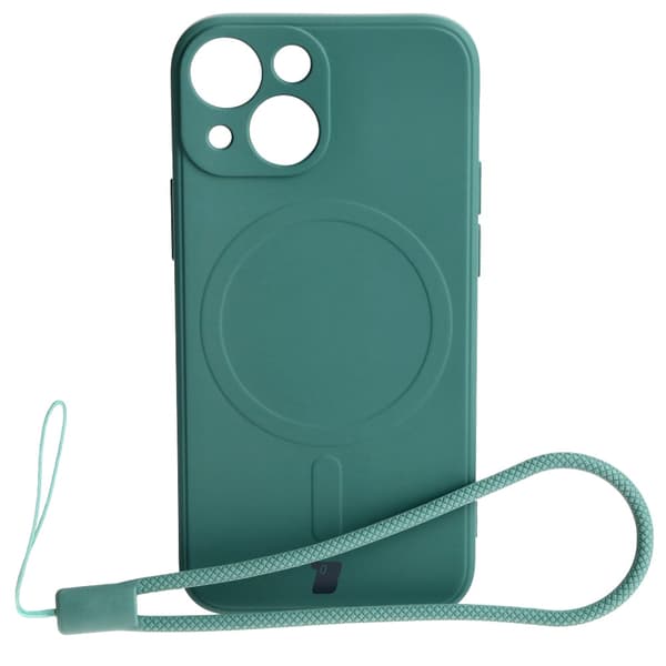Bizon Silikone Magnetisk Sq til iPhone 13 Mini, mørkegrøn