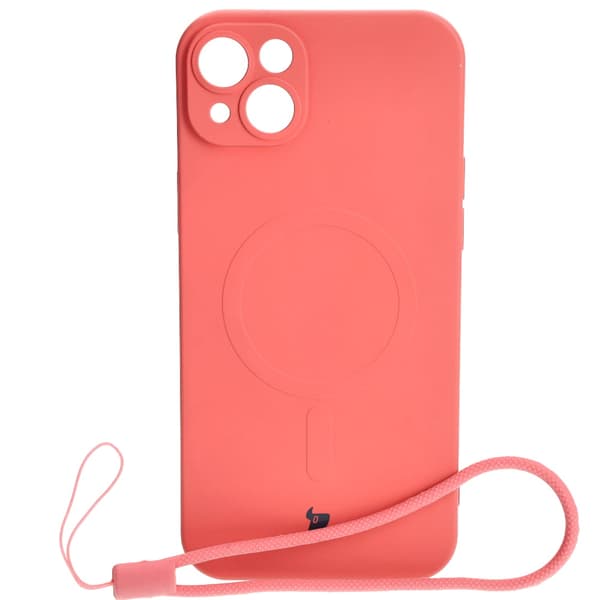 Bizon silikone-cover med magnetisk design til iPhone 14 Plus, støvet pink