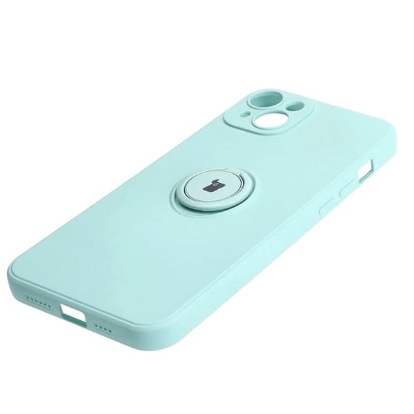 Bizon Silikone-etui Ring Sq til iPhone 15 Plus, turkis