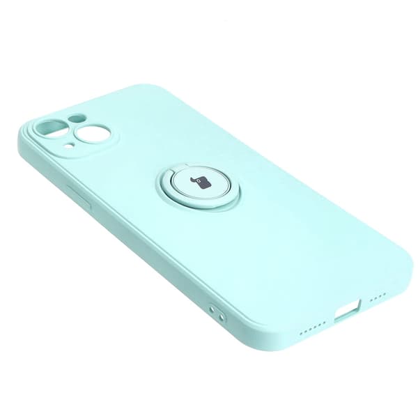 Bizon Silikone-etui Ring Sq til iPhone 15 Plus, turkis