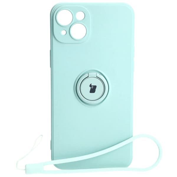 Bizon Silikone-etui Ring Sq til iPhone 15 Plus, turkis