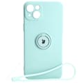 Miniatyrbillede 1 af 4: Bizon Silikone-etui Ring Sq til iPhone 15 Plus, turkis