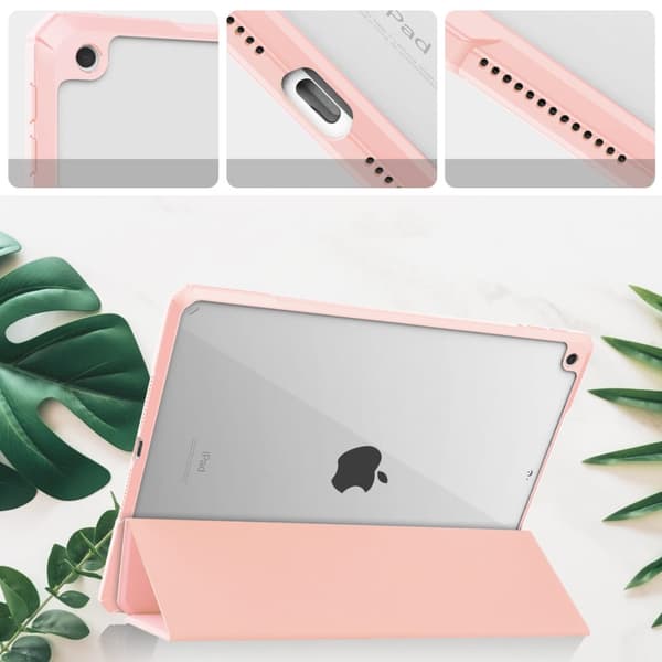 Bizon Cover Tab Clear Matt til iPad 9 10.2 2021 / iPad 8 2020 / iPad 10.2 2019, lyserød
