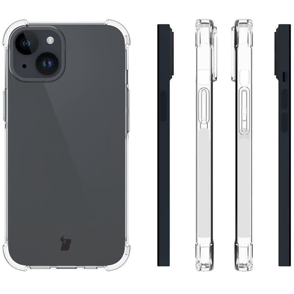 Suojakuori +2 lasia + linssi Bizon Case Clear Pack iPhone 15:lle, läpinäkyvä