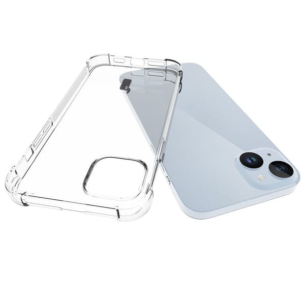Bizon-kotelo + 2 lasia + linssi, kirkas pakkaus iPhone 15 Plussalle, läpinäkyvä