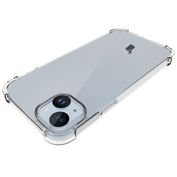 Bizon-kotelo + 2 lasia + linssi, kirkas pakkaus iPhone 15 Plussalle, läpinäkyvä