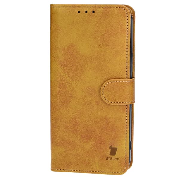 Bizon-etui med lomme til iPhone 15 Plus, brun