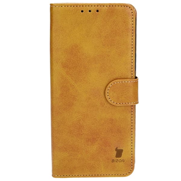 Bizon-etui med lomme til iPhone 15 Plus, brun