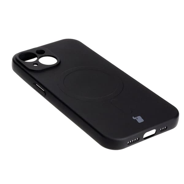 Bizon silikone-cover med magnetisk design til iPhone 15, sort