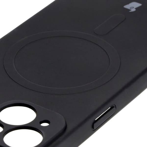 Bizon silikone-cover med magnetisk design til iPhone 15, sort