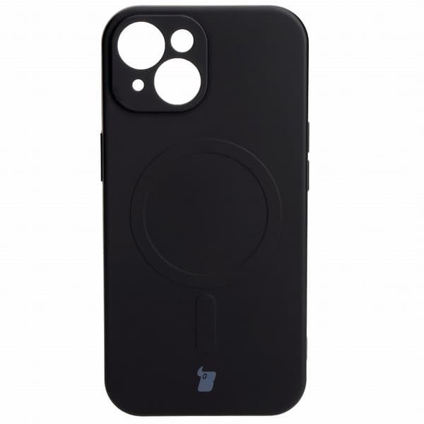 Bizon silikone-cover med magnetisk design til iPhone 15, sort