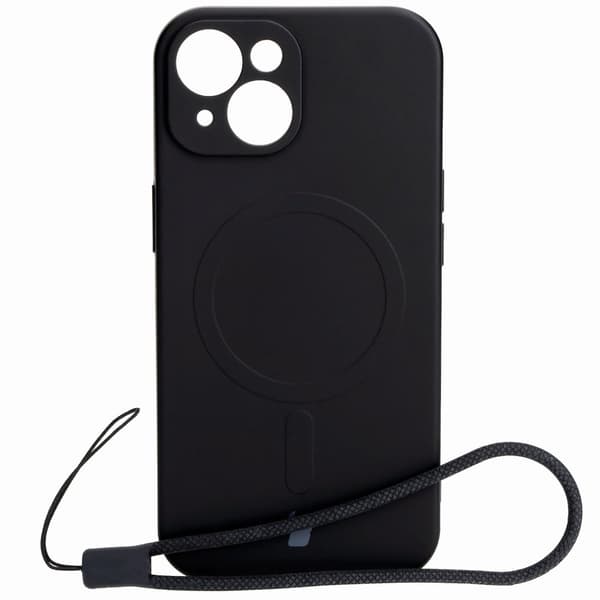 Bizon silikone-cover med magnetisk design til iPhone 15, sort