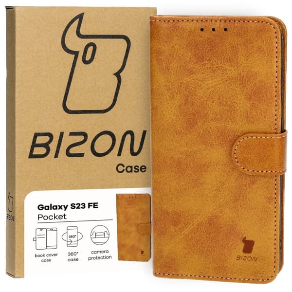 Bizon-etui med lomme til Galaxy S23 FE, brun