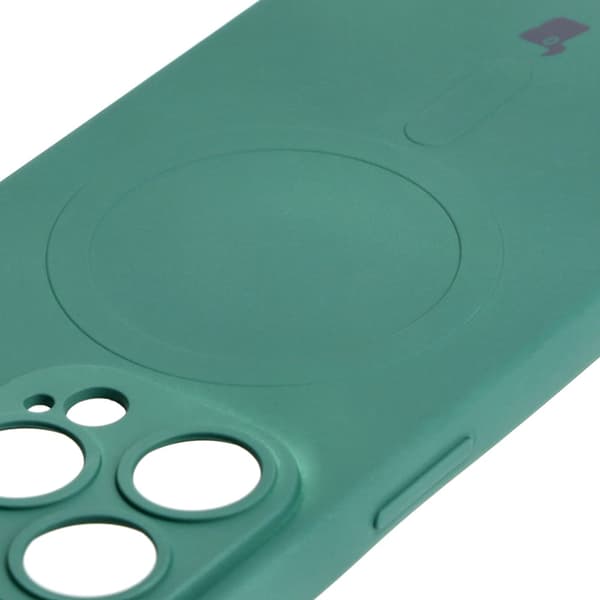 Bizon Silikone Magnetisk Cover til iPhone 14 Pro, Mørkegrøn