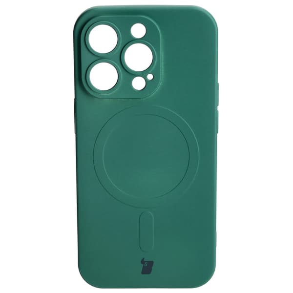Bizon Silikone Magnetisk Cover til iPhone 14 Pro, Mørkegrøn
